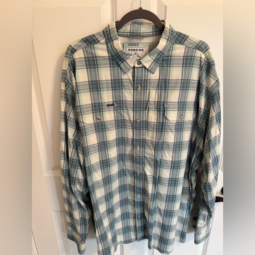Poncho Outdoors - Men's Blue Plaid Shirt 3XL